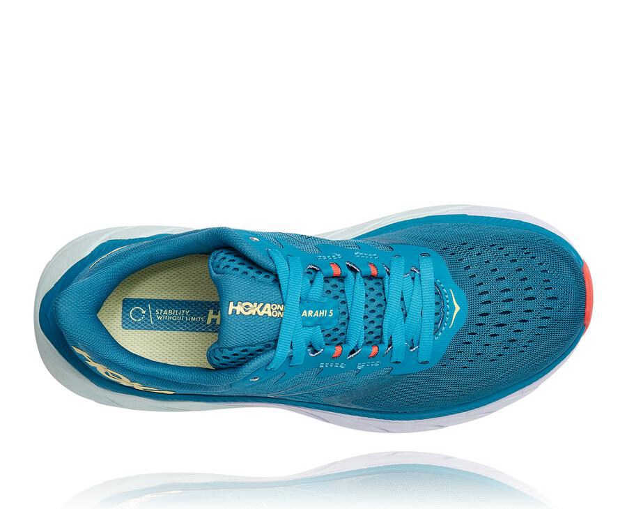 Hoka One One Arahi 5 Löparskor Dam - Blå/Vita - FUXAT-5013